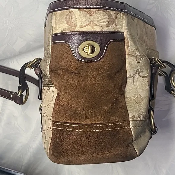 Coach Patchwork Patent Suede Signature C Jacquard Shopper Tote # F06Q-10388 - Picture 11 of 16